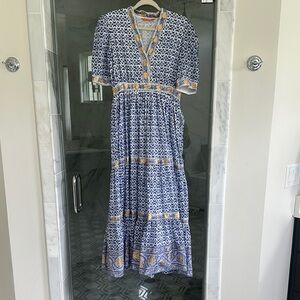 Oliphant Blue and Yellow Patterned Dress